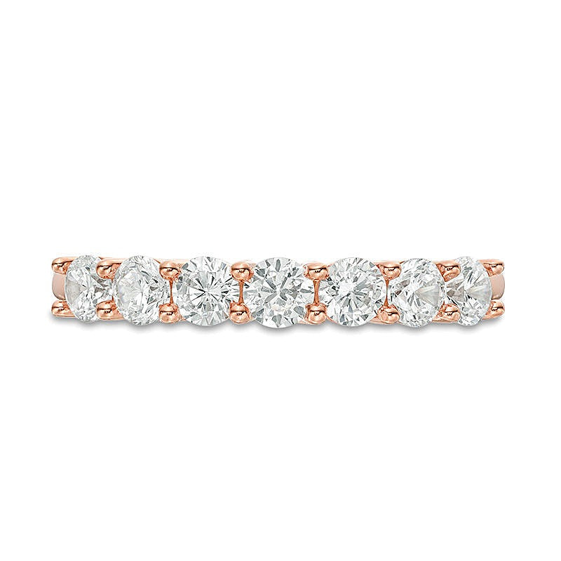 Memoire-Ring mit sieben Diamanten 1.0 ct. Gesamtgewicht in 10K Roségold