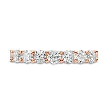 Memoire-Ring mit sieben Diamanten 1.0 ct. Gesamtgewicht in 10K Roségold