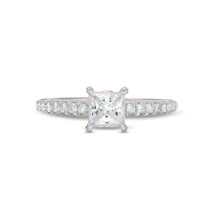 1.0 CT. Gesamtgewicht Diamant-Verlobungsring im Princess-Schliff in 14K Gold Bicolor