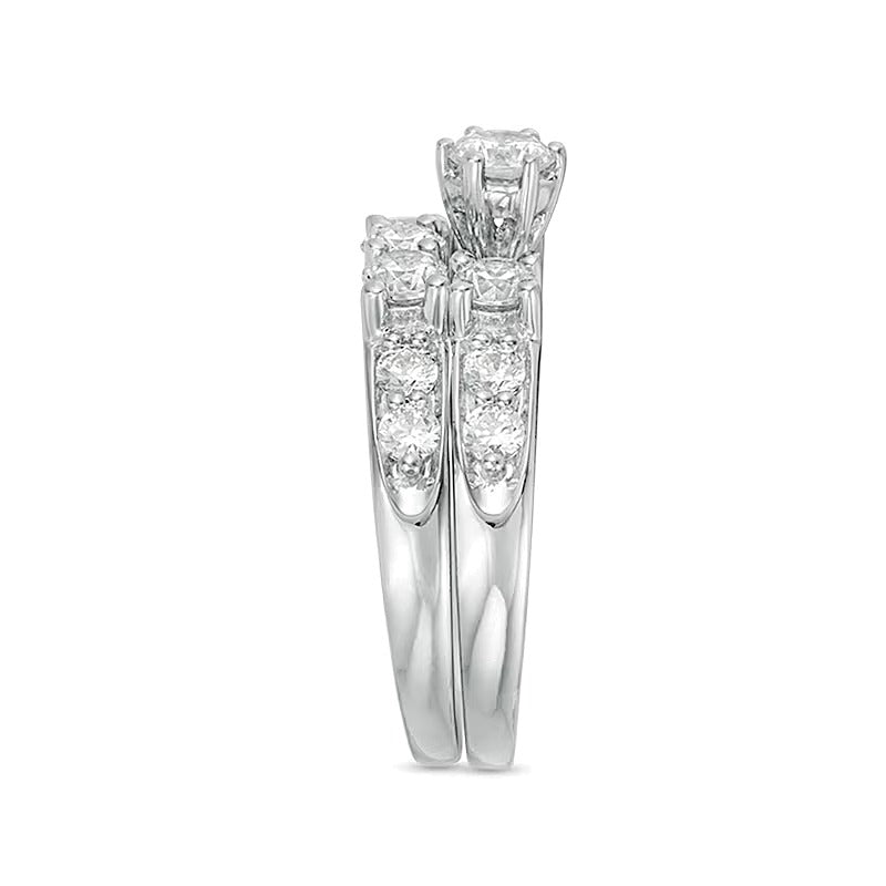 Diamant-Brautset Dreistein 2.0 ct. Gesamtgewicht in 14K Weißgold