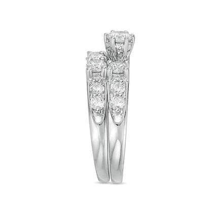 Diamant-Brautset Dreistein 2.0 ct. Gesamtgewicht in 14K Weißgold