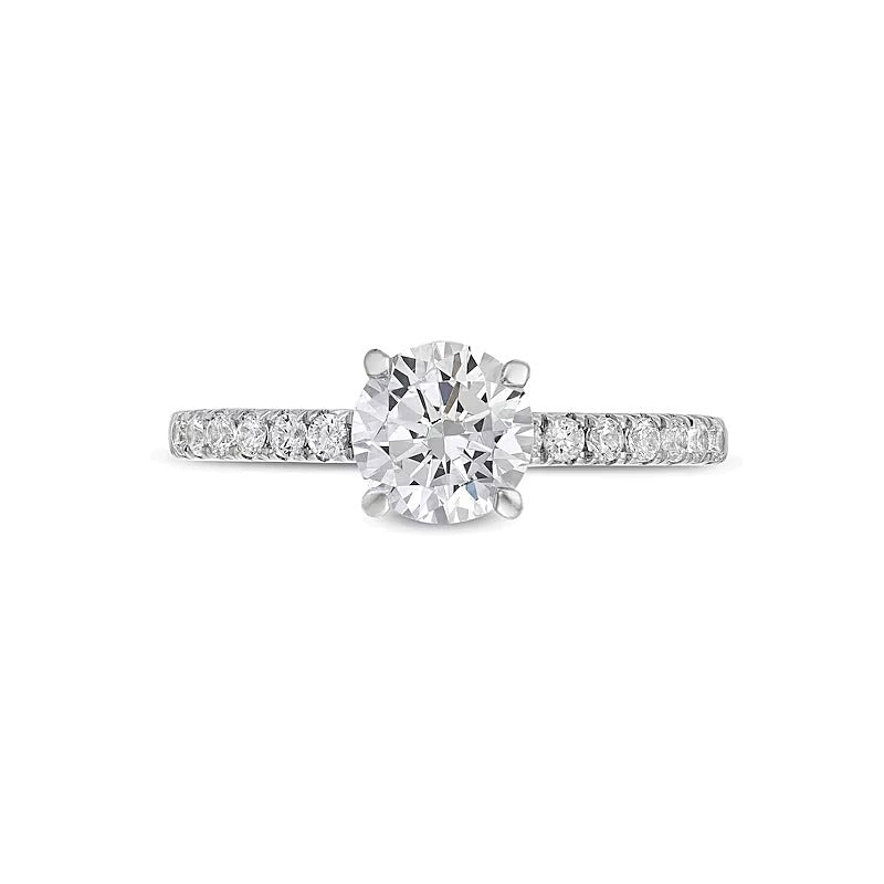 1,2 ct. Gesamtgewicht Diamant Verlobungsring als Solitär mit seitlichem Besatz in 14K Weißgold