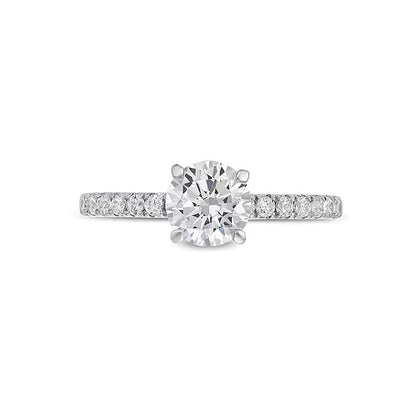 1,2 ct. Gesamtgewicht Diamant Verlobungsring als Solitär mit seitlichem Besatz in 14K Weißgold