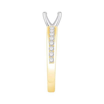 0.38 ct. Gesamtgewicht kanalgefasster Diamant Solitär Semi-Mount in 14K Gelbgold