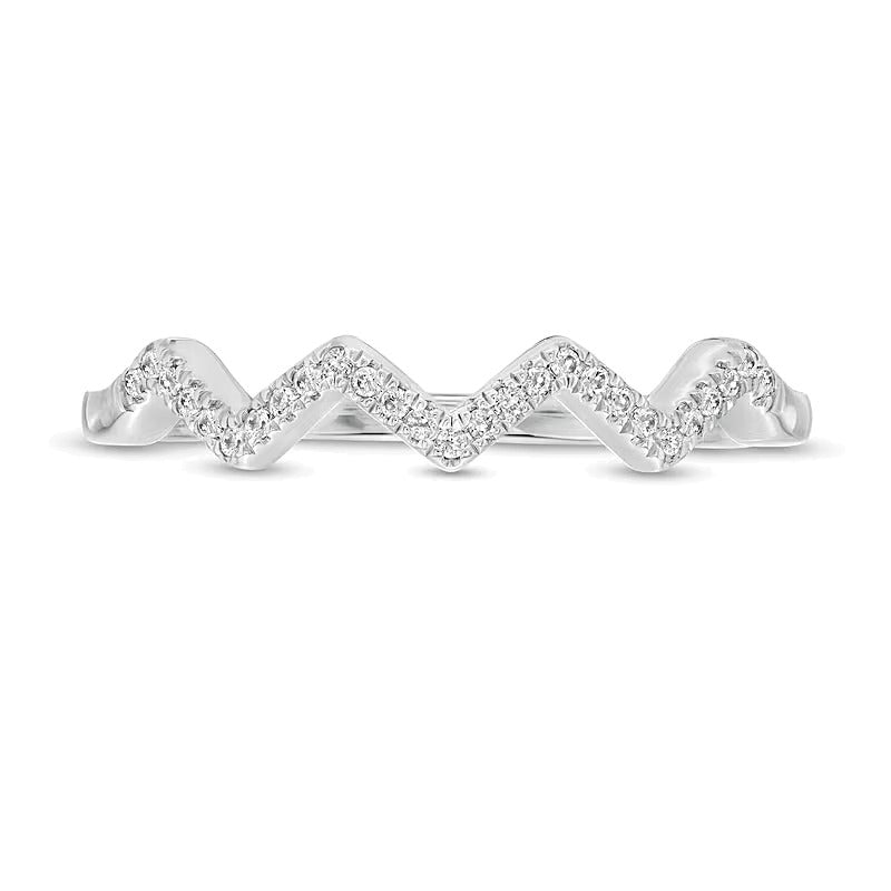 0,07 ct. Gesamtgewicht Diamant Zickzack-Ring aus rhodiniertem Sterlingsilber