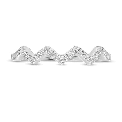 0,07 ct. Gesamtgewicht Diamant Zickzack-Ring aus rhodiniertem Sterlingsilber
