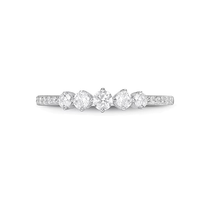 0.33 ct. Gesamtgewicht Diamant Fünfstein Memoire-Ring in 10K Weißgold