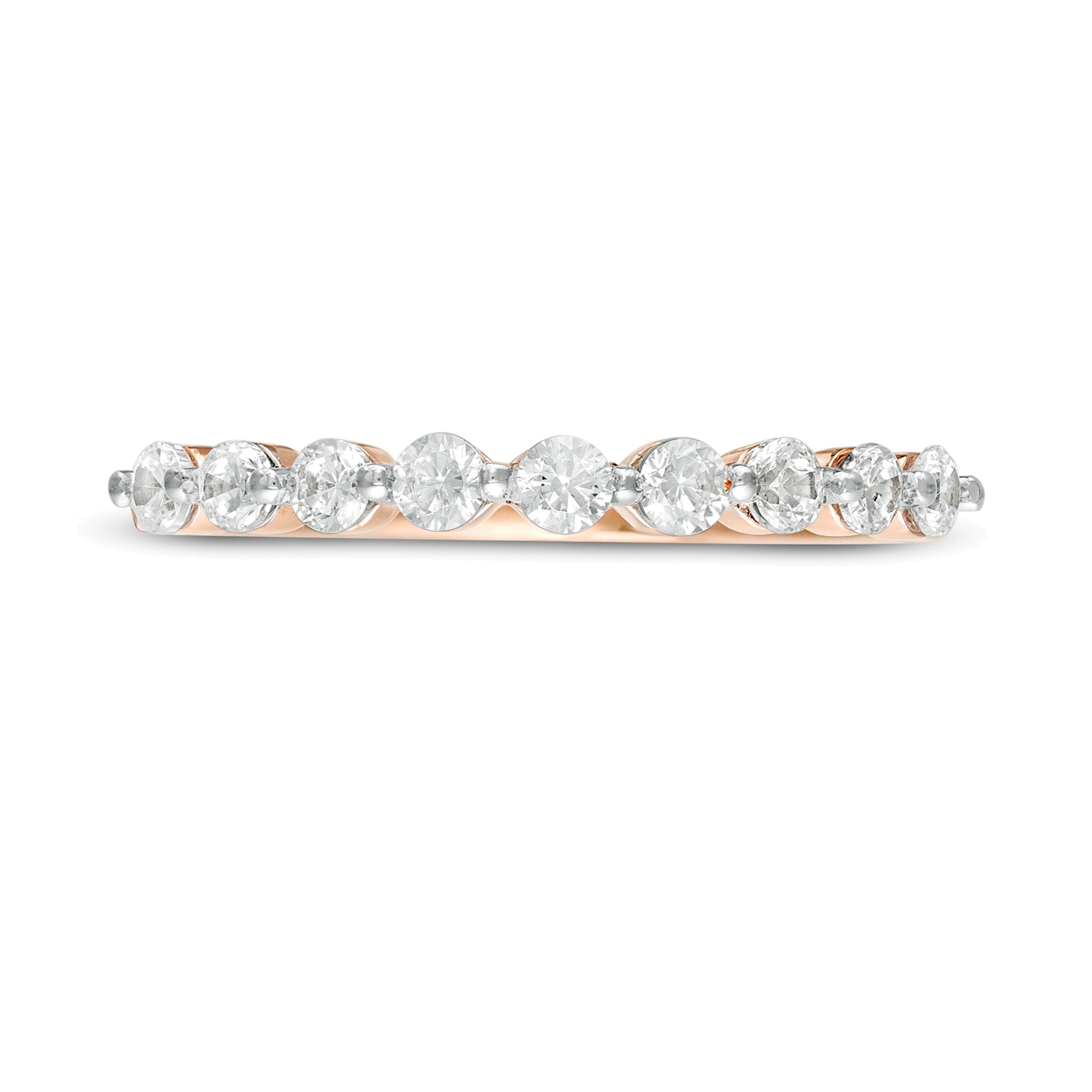 0.38 ct. Gesamtgewicht Diamant Memoire-Ring mit neun Steinen in 10K Roségold