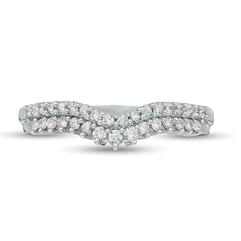 0.33 ct. Gesamtgewicht Diamant Memoire-Ring zweireihig im Chevron-Design in 10K Weißgold