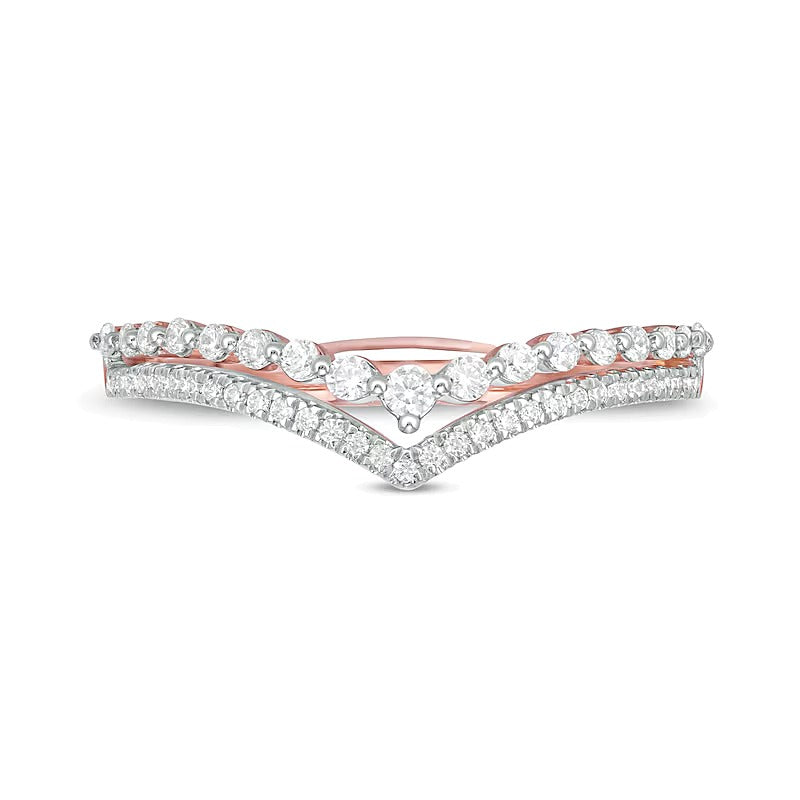 0.25 ct. Gesamtgewicht Diamant Doppel-Chevron Memoire-Ring in 10K Roségold