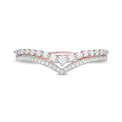 0.25 ct. Gesamtgewicht Diamant Doppel-Chevron Memoire-Ring in 10K Roségold