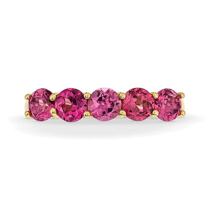 Rhodolith-Granat und 0,2 ct. Gesamtgewicht Diamant Fünfstein-Ring in 10K Gelbgold