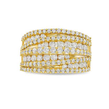 Ring mit Diamanten 2.0 ct. Gesamtgewicht, mehrreihig mit übereinanderliegenden Ebenen, in 10K Gelbgold