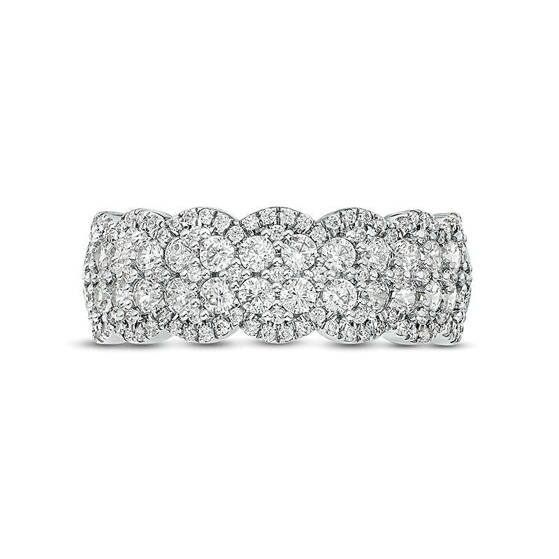 1.0 CT. TW Diamant-Ring mit doppelter Reihe und Bogenkante in 10K Weißgold