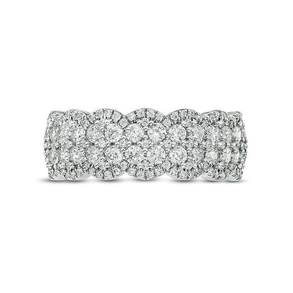 1.0 CT. TW Diamant-Ring mit doppelter Reihe und Bogenkante in 10K Weißgold