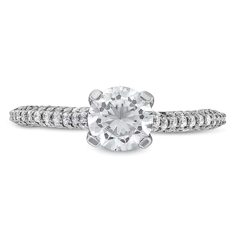 1,38 ct. Gesamtgewicht Diamant Verlobungsring als Solitär mit seitlichem Besatz in 14K Weißgold