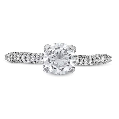 1,38 ct. Gesamtgewicht Diamant Verlobungsring als Solitär mit seitlichem Besatz in 14K Weißgold