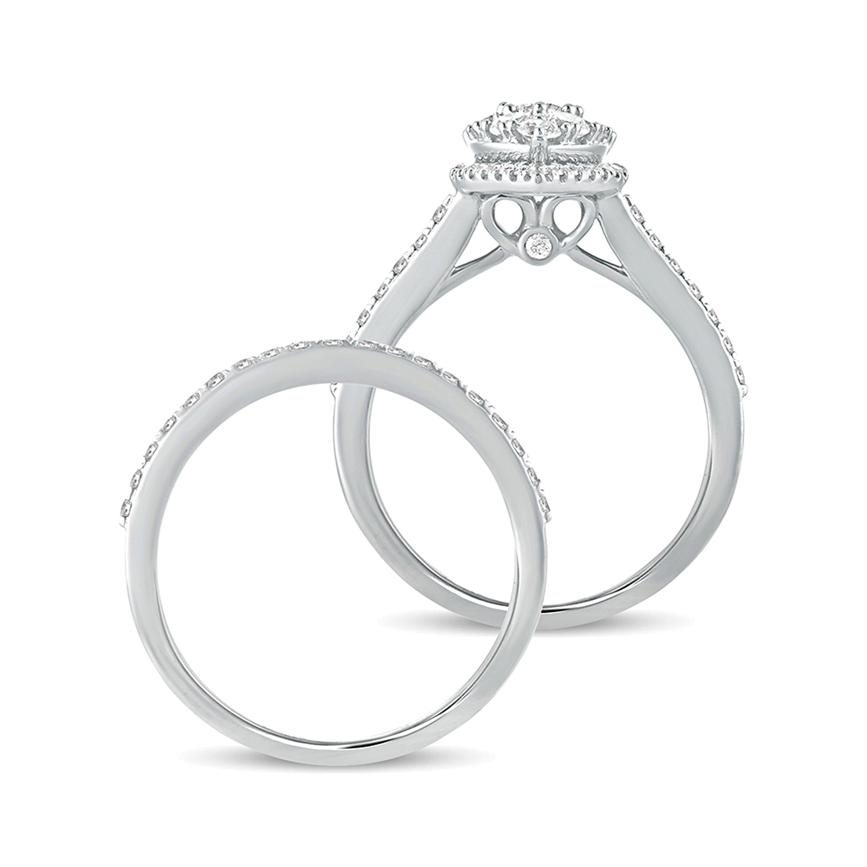 1.0 CT. Gesamtgewicht Komposit Marquise Diamant Brautset in 10K Weißgold