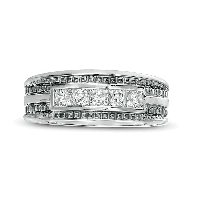 1.0 ct. Gesamtgewicht Diamant-Ehering im Princess-Schliff Fünfstein in 14K Weißgold mit schwarzem Rhodium