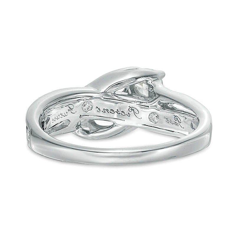 1.0 CT. Gesamtgewicht Diamant Dreistein Verlobungsring in 14K Weißgold