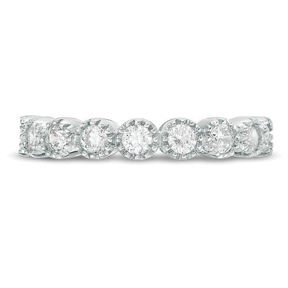Memoire-Ring mit 0.5 ct. Gesamtgewicht Diamanten im Vintage-Stil mit neun Steinen in 10K Weißgold