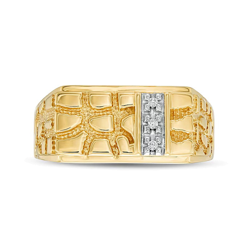 Ring mit Diamant-Besatz und rechteckigem Nugget-Design in 10K Gelbgold