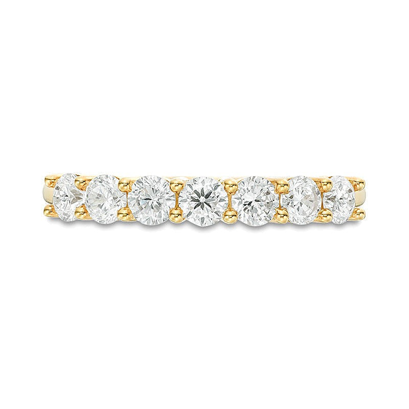 Memoire-Ring mit sieben Diamanten 1.0 ct. Gesamtgewicht in 10K Gelbgold
