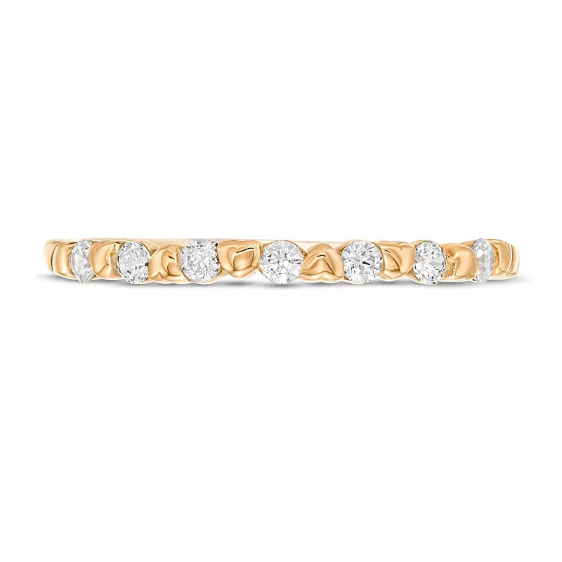 0.2 ct. Gesamtgewicht Diamant Ring mit Herzmotiv zum Stapeln in 10K Gelbgold