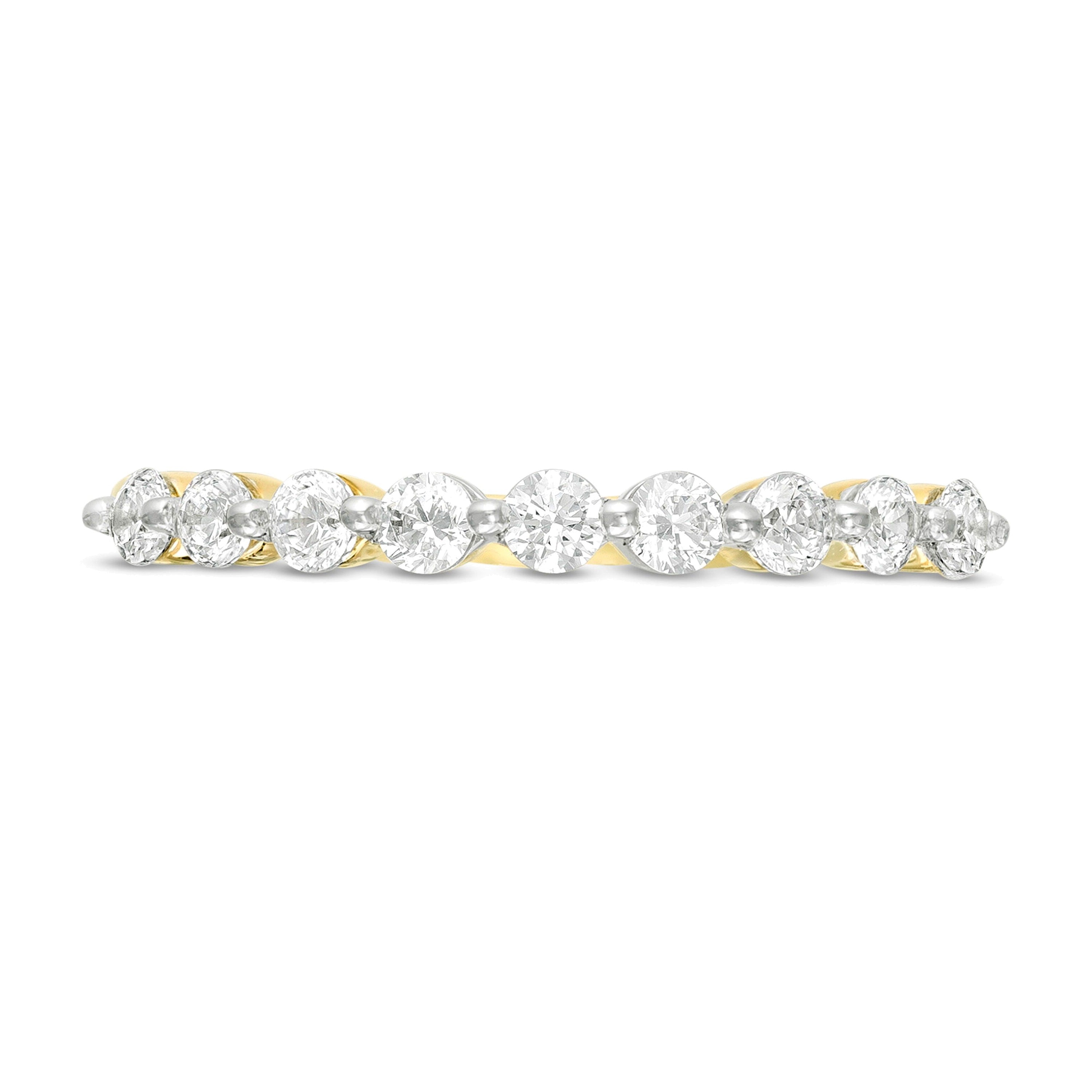 Memoire-Ring mit neun Diamanten 0,38 ct. Gesamtgewicht in 10K Gelbgold