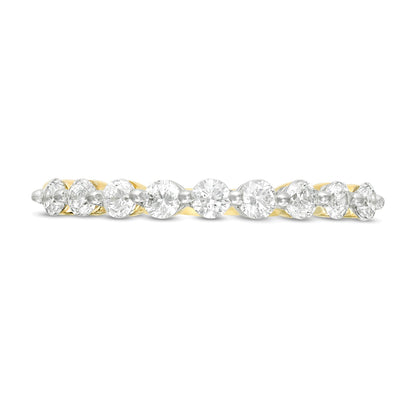 Memoire-Ring mit neun Diamanten 0,38 ct. Gesamtgewicht in 10K Gelbgold