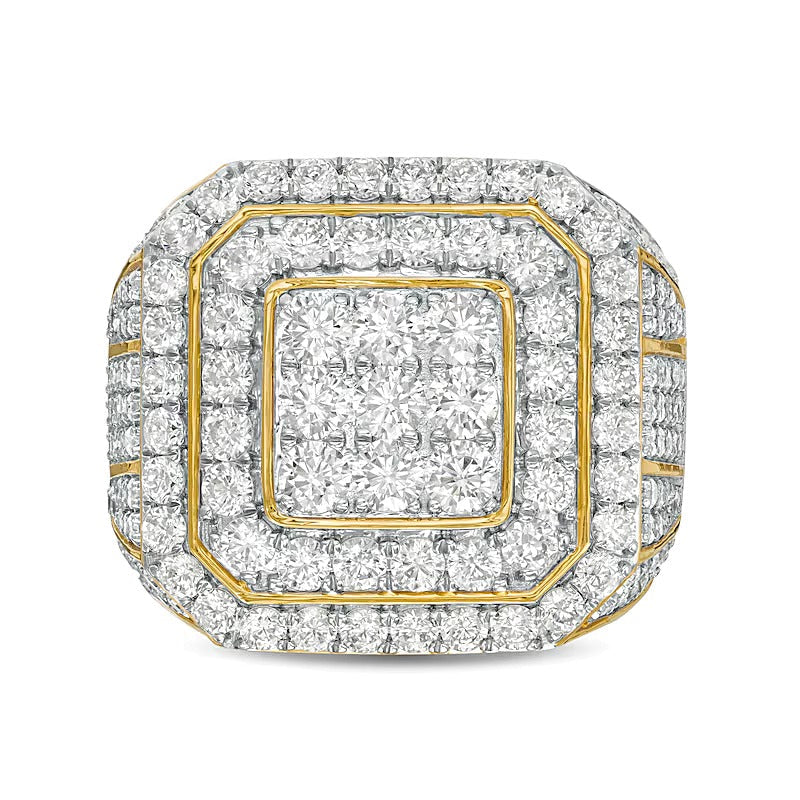 Fashion-Ring mit 5.0 ct. Gesamtgewicht weißen Diamanten in rund und Princess in 10K Gelbgold für Damen