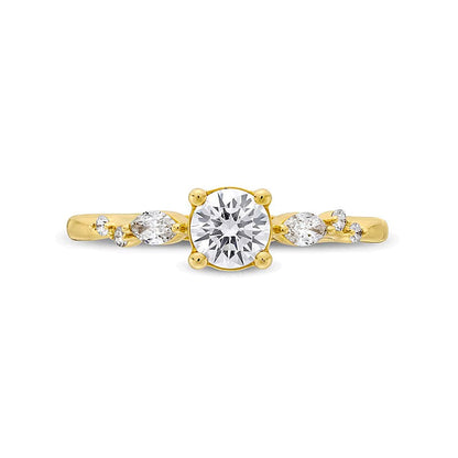0.63 ct. Gesamtgewicht Verlobungsring mit Diamanten in Marquise und rund in 14K Gelbgold