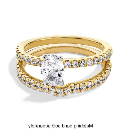 Solitär mit seitlichem Besatz mit ovalem Labordiamant 1.0 ct. Gesamtgewicht in 14K Gelbgold (F/SI2)