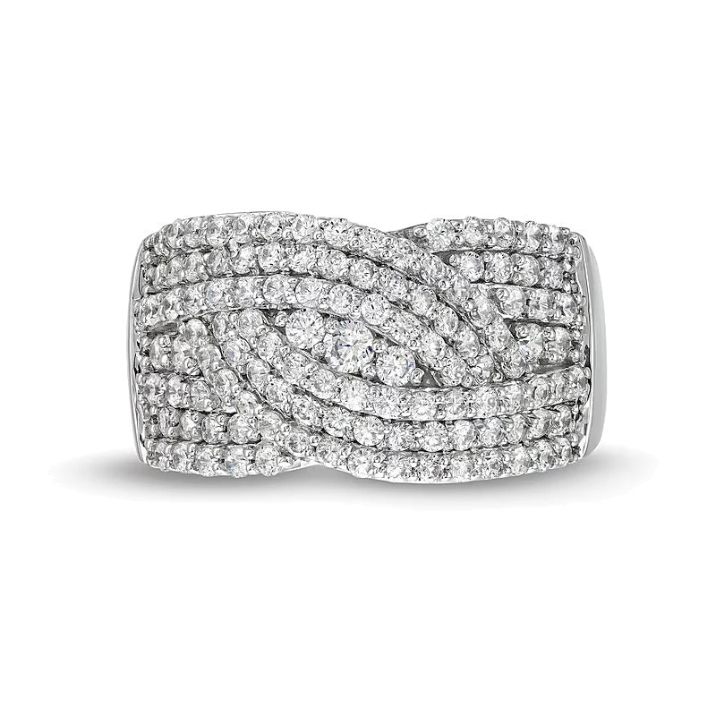 Diamant-Ring mit drei Reihen im Overlay-Design 1,0 ct. Gesamtgewicht in 10K Weißgold