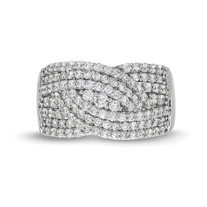 Diamant-Ring mit drei Reihen im Overlay-Design 1,0 ct. Gesamtgewicht in 10K Weißgold