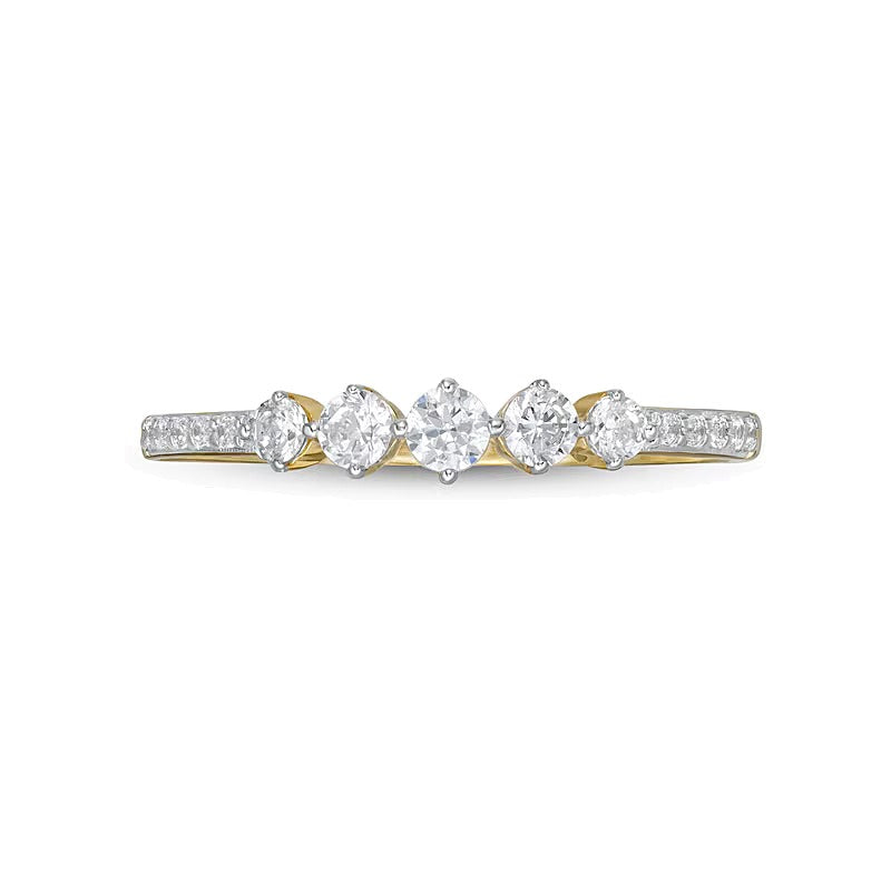 0.33 ct. Gesamtgewicht Diamant Memoire-Ring mit fünf Steinen in 10K Gelbgold