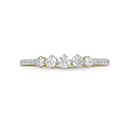 0.33 ct. Gesamtgewicht Diamant Memoire-Ring mit fünf Steinen in 10K Gelbgold
