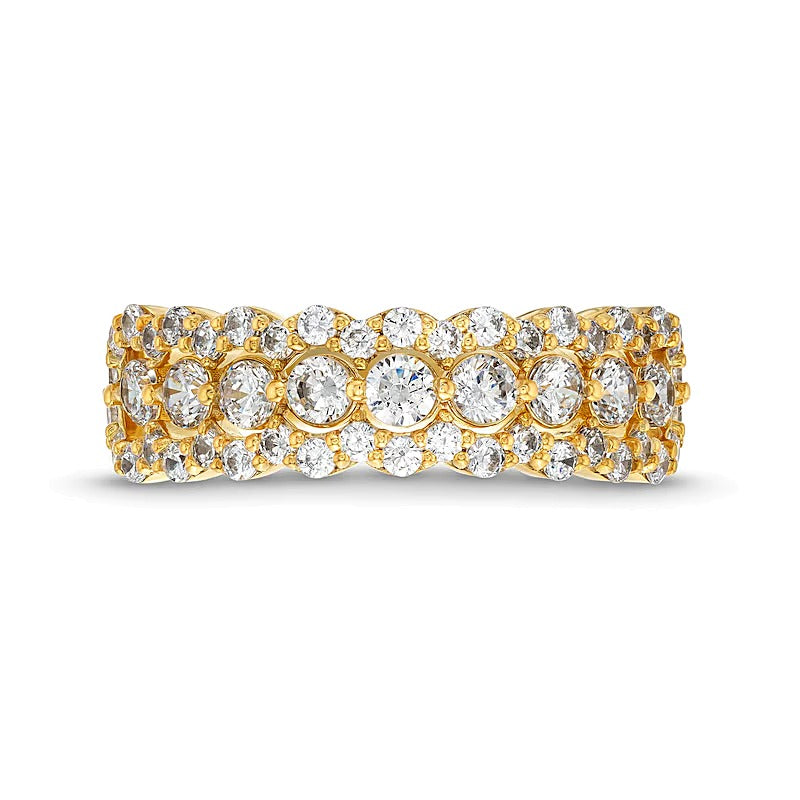 Diamant-Ring mit Muschelrand 1.0 ct. Gesamtgewicht in 10K Gelbgold