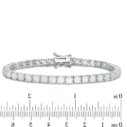 Tennis-Armband mit Opal im Kissenschliff (laborgezüchtet) aus rhodiniertem Sterlingsilber – 7.25"