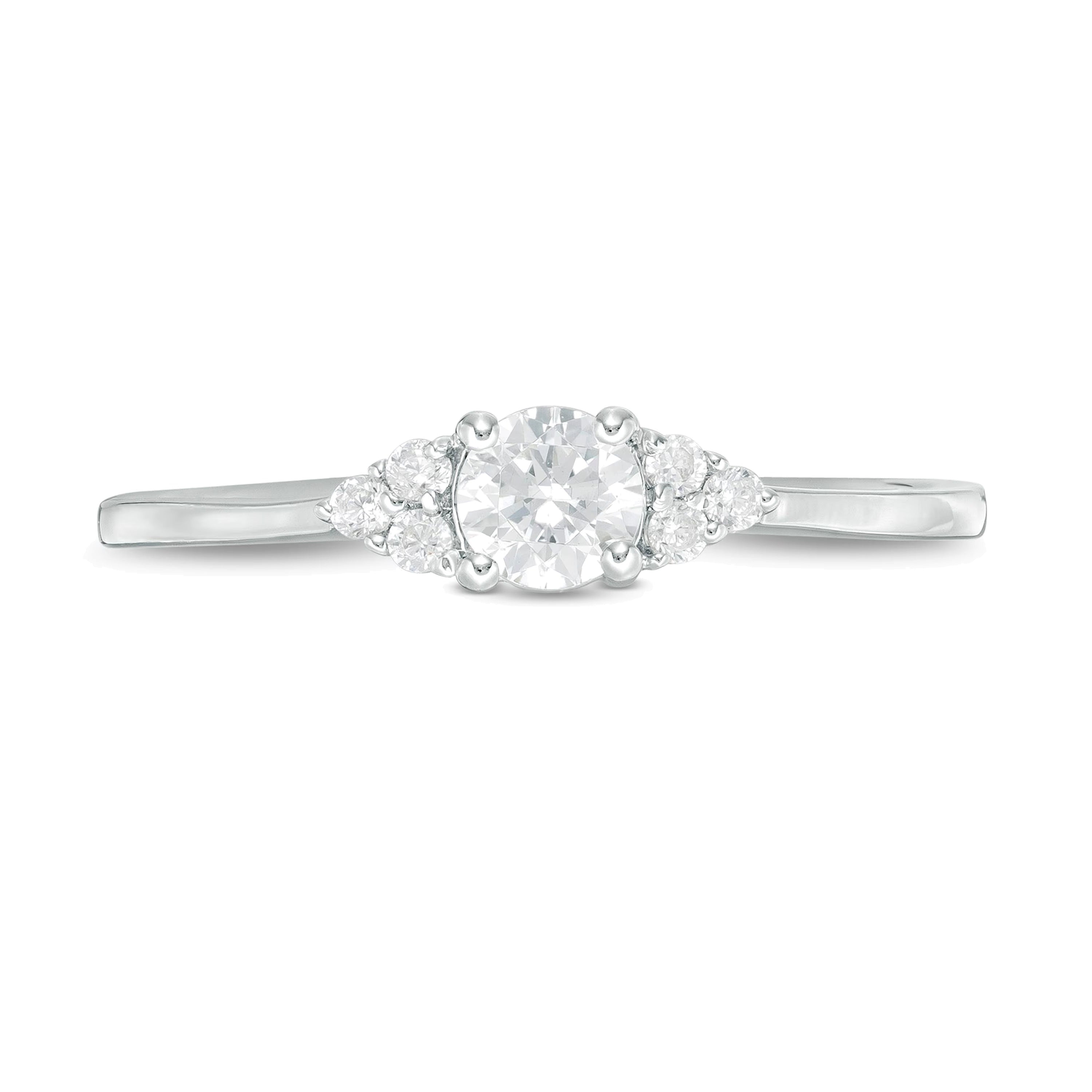 0,33 ct. Gesamtgewicht Diamant Solitär mit seitlichem Besatz Verlobungsring in 10K Weißgold