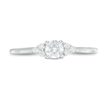 0,33 ct. Gesamtgewicht Diamant Solitär mit seitlichem Besatz Verlobungsring in 10K Weißgold