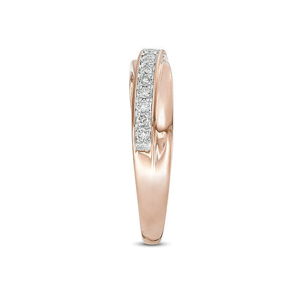 0.2 ct. Gesamtgewicht Diamant Crossover Memoire-Ring in 10K Roségold