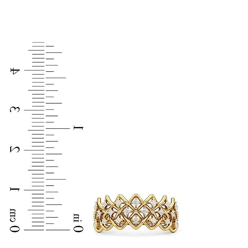 0.33 ct. Gesamtgewicht Diamant-Ring im Princess-Schliff geflochten in 10K Gelbgold