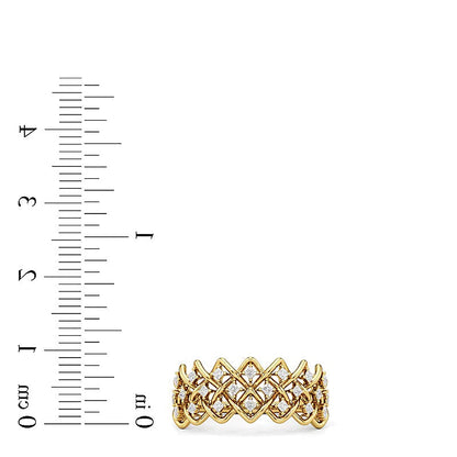 0.33 ct. Gesamtgewicht Diamant-Ring im Princess-Schliff geflochten in 10K Gelbgold