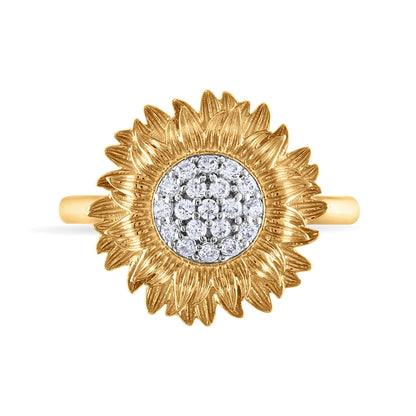 0.2 ct. Gesamtgewicht Diamant Sonnenblumen-Ring in 10K Gelbgold