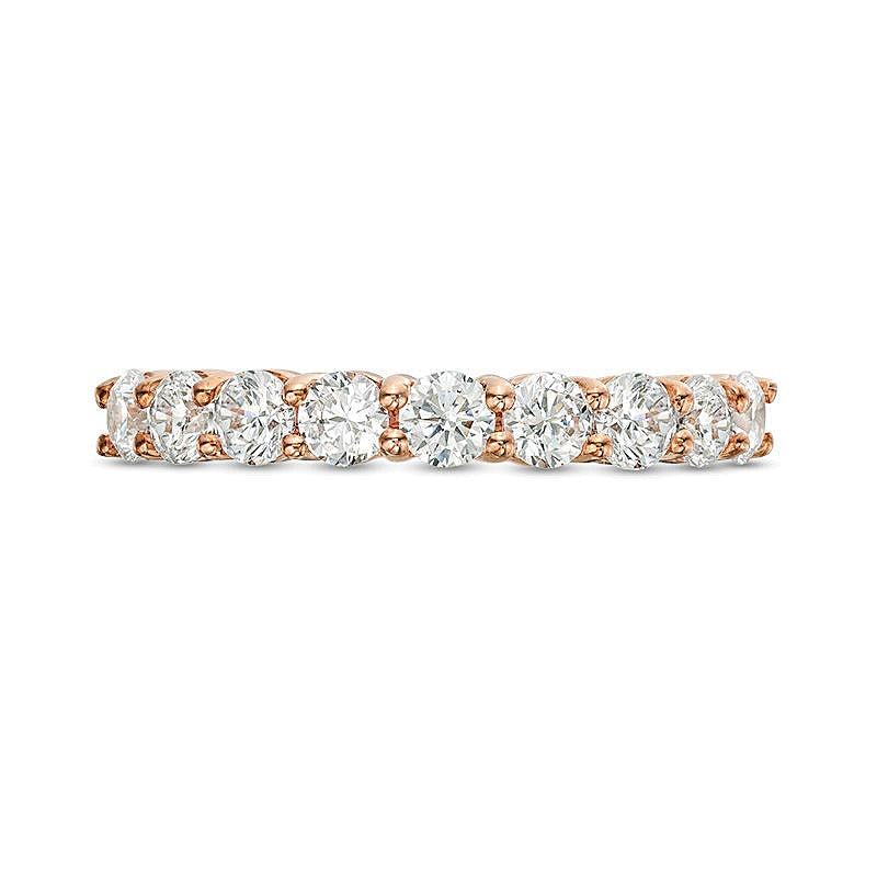 Memoire-Ring mit neun Diamanten 1.0 CT. Gesamtgewicht in 10K Roségold