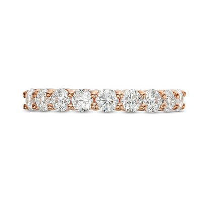 Memoire-Ring mit neun Diamanten 1.0 CT. Gesamtgewicht in 10K Roségold