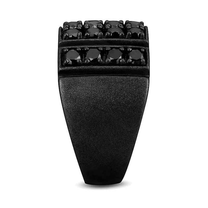 2.2 CT. TW schwarzer Diamant Fashion-Ring mit rechteckiger Oberseite in oxidiertem schwarzem Sterlingsilber
