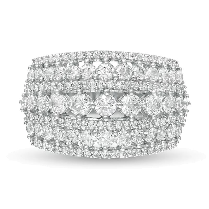 2.0 ct. Gesamtgewicht mehrreihiger gewölbter Ring mit Diamanten in 10K Weißgold