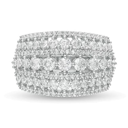 2.0 ct. Gesamtgewicht mehrreihiger gewölbter Ring mit Diamanten in 10K Weißgold